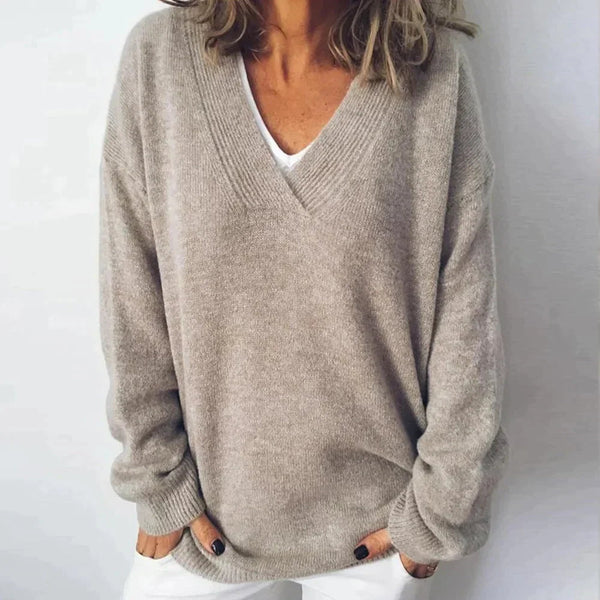 Nell - Women's Oversized V Neck Soft Sweater