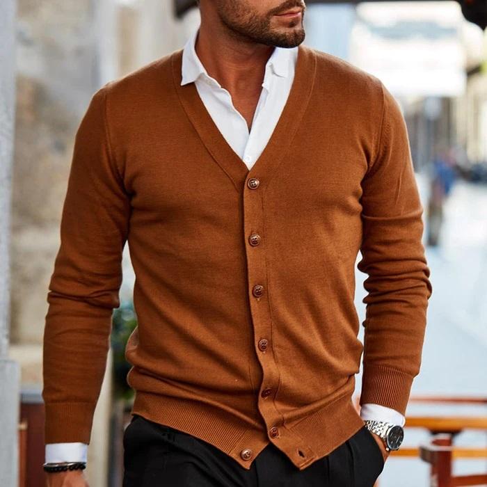 Nevin - Men's Cotton V Neck Casual Cardigan