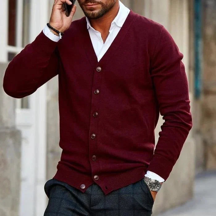 Nevin - Men's Cotton V Neck Casual Cardigan