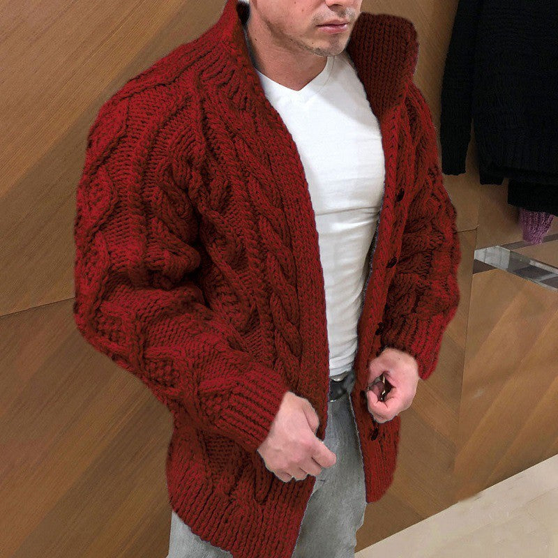 Oberon - Men's Chunky Cable Knit Shawl Cardigan