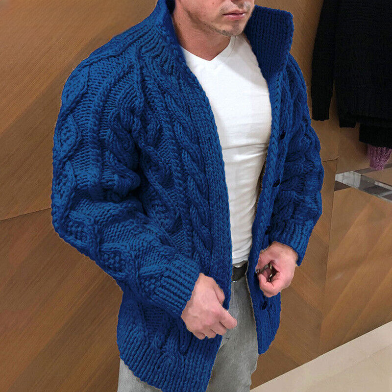 Oberon - Men's Chunky Cable Knit Shawl Cardigan