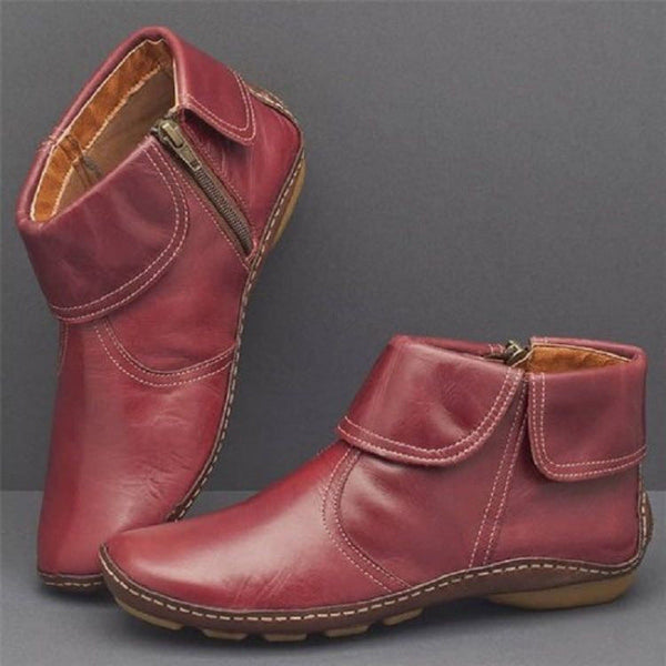 Rhiannon - Women's Foldover Cuff Leather Ankle Boots