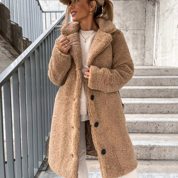 Sabine - Women's Oversized Teddy Borg Long Coat