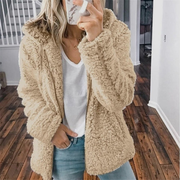 Saoirse - Women's Hooded Teddy Fleece Zip Jacket
