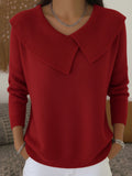 Virginia - Women's Ribbed Knit Collared Pullover Sweater