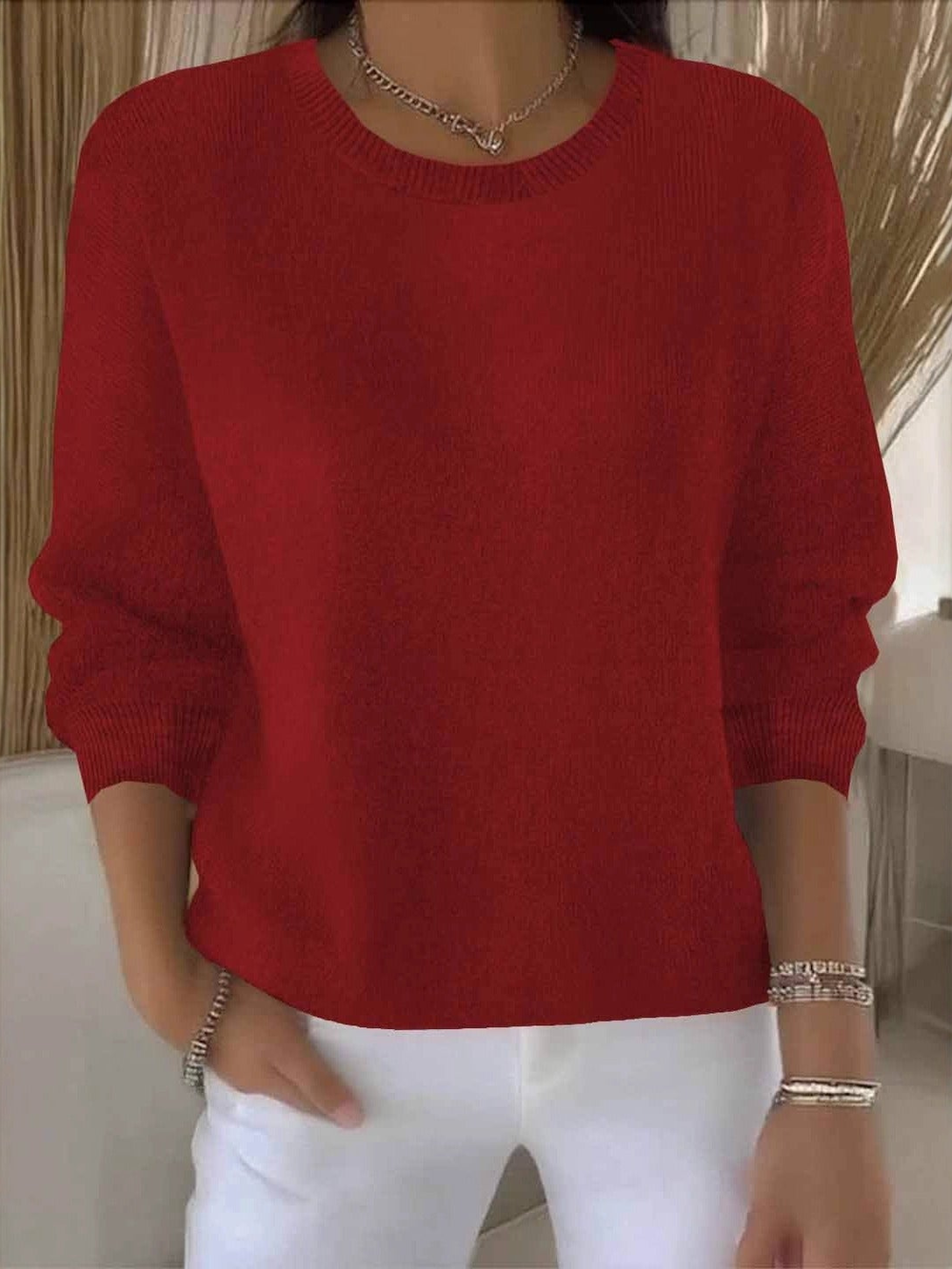 Wanda - Women's Soft Knit Crew Neck Sweater