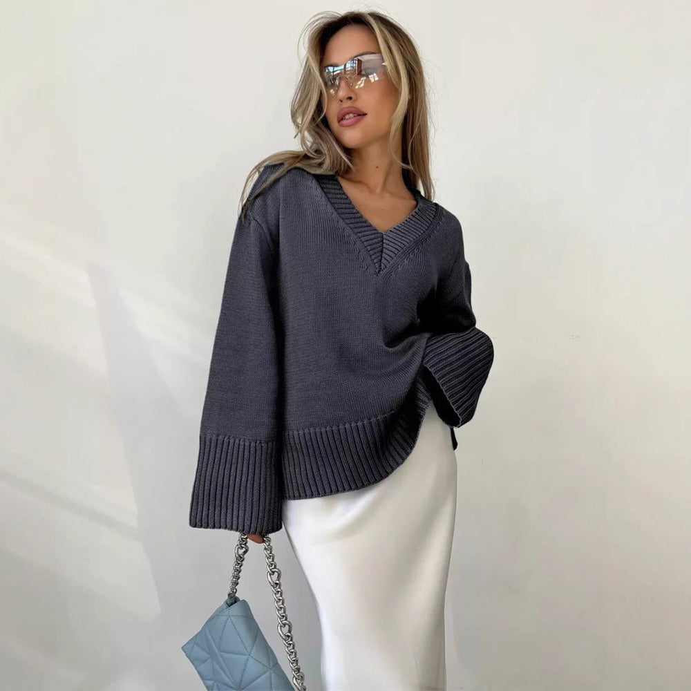 Winifred - Women's Oversized Deep V Neck Sweater