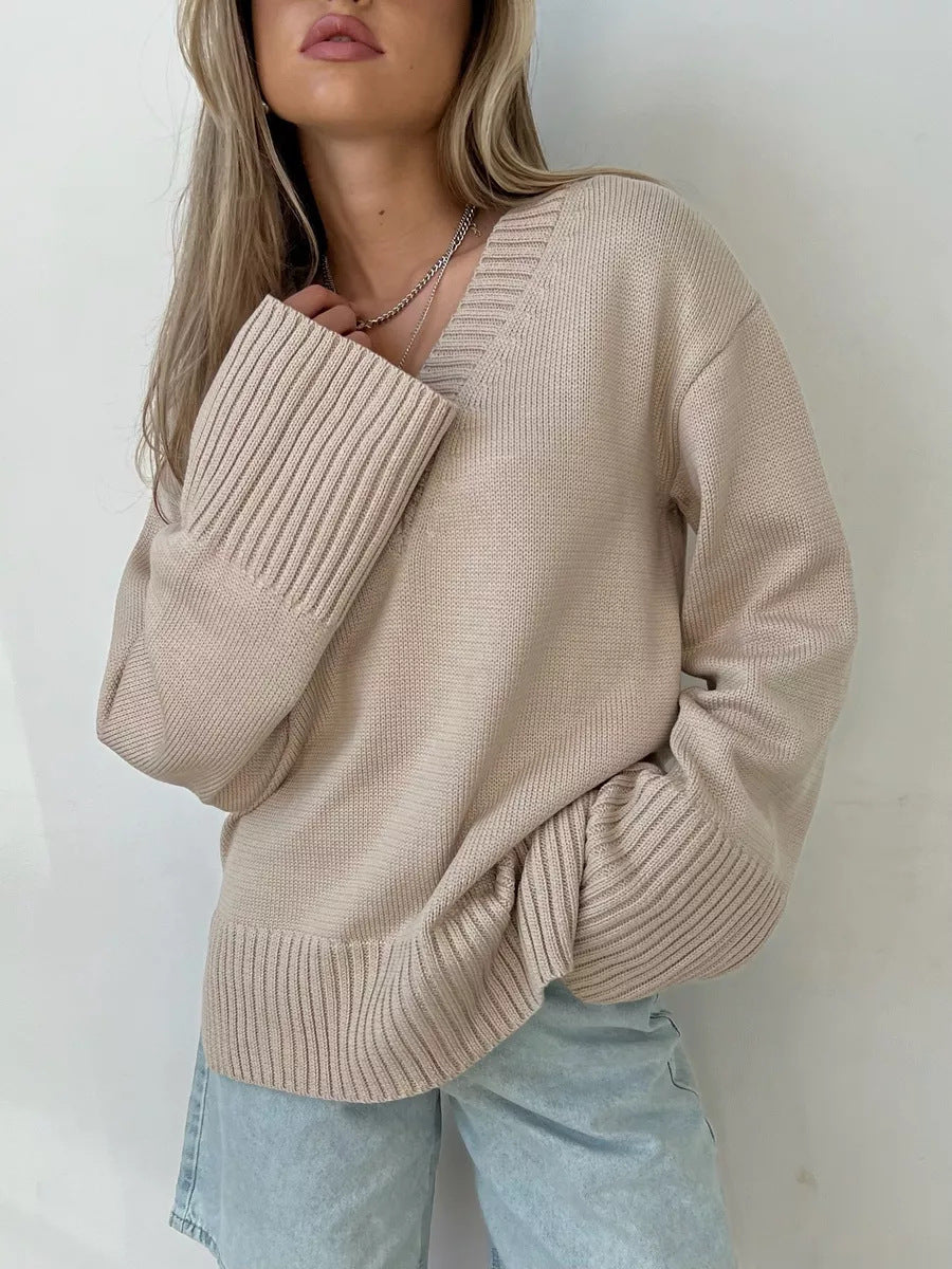 Winifred - Women's Oversized Deep V Neck Sweater