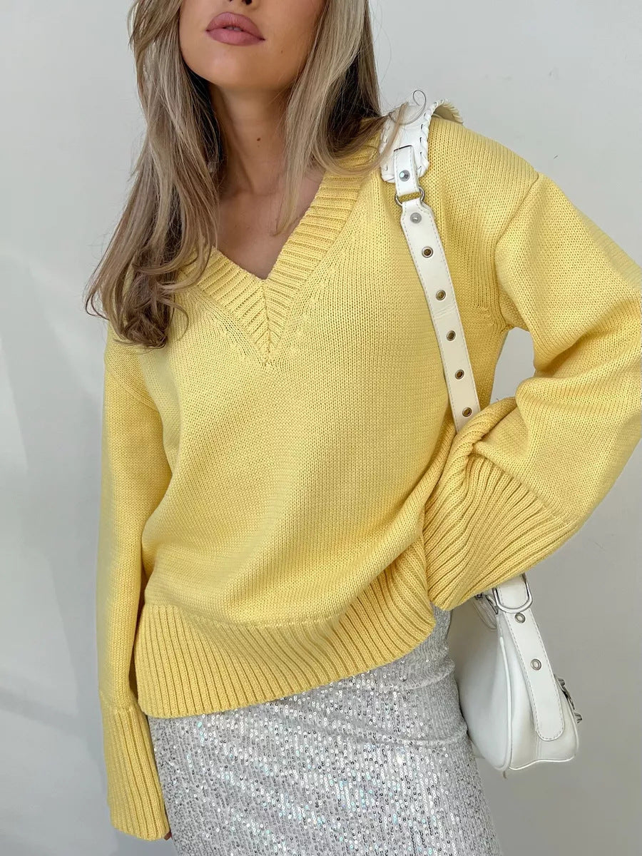 Winifred - Women's Oversized Deep V Neck Sweater
