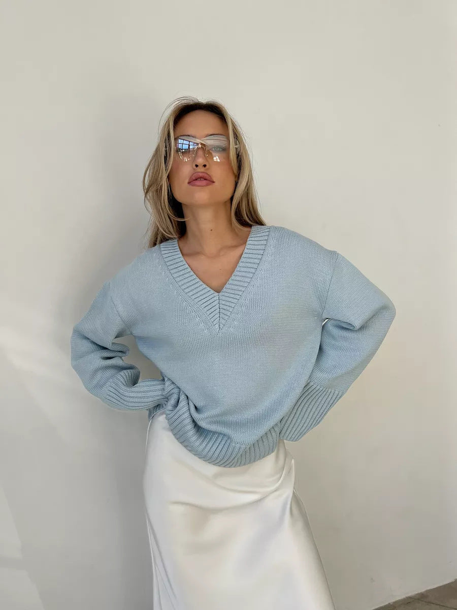 Winifred - Women's Oversized Deep V Neck Sweater